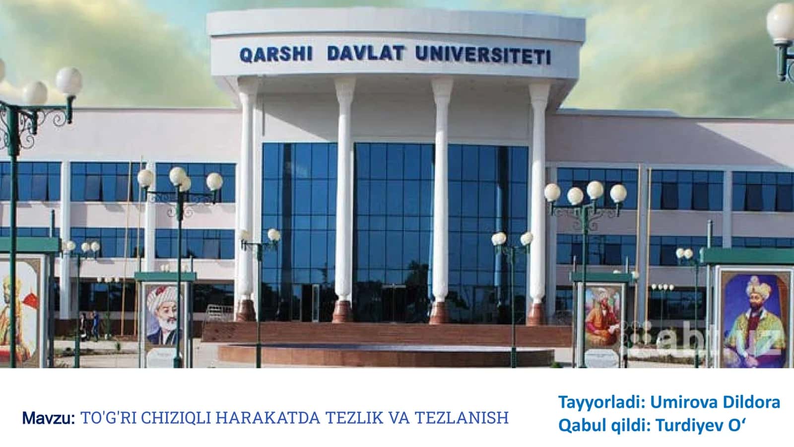 TO'G'RI CHIZIQLI HARAKATDA TEZLIK VA TEZLANISH 1