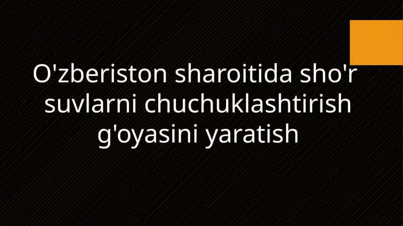 O'zberiston sharoitida sho'r suvlarni chuchuklashtirish g'oyasi 1