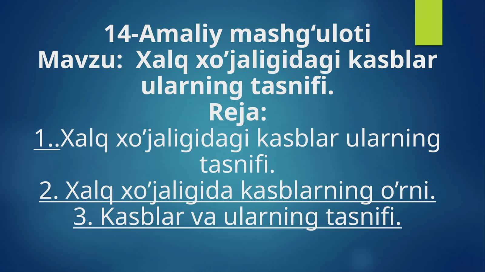 Kasblar tasnifi 1