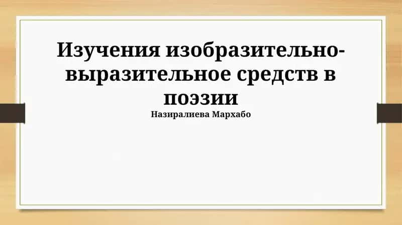 Выразительные средства поэзии: основные понятия 1