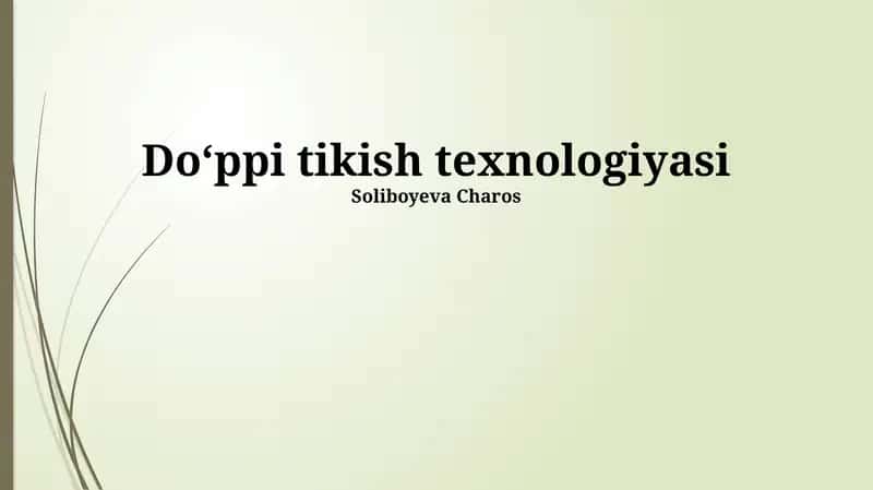 Doppi Tikuv Texnologiyasi 1
