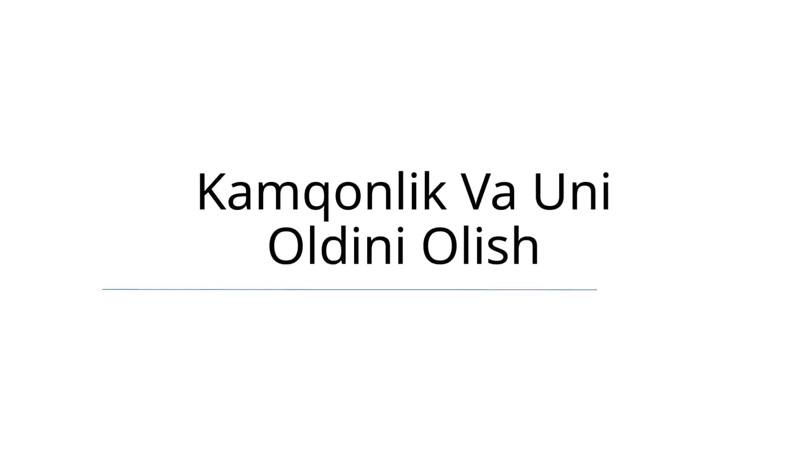 Kamqonlik Va Uni Oldini Olish 1