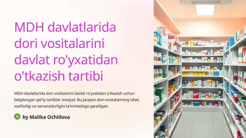 Dori vositalarini davlat ro'yxatidan o'tkazish tartibi 1