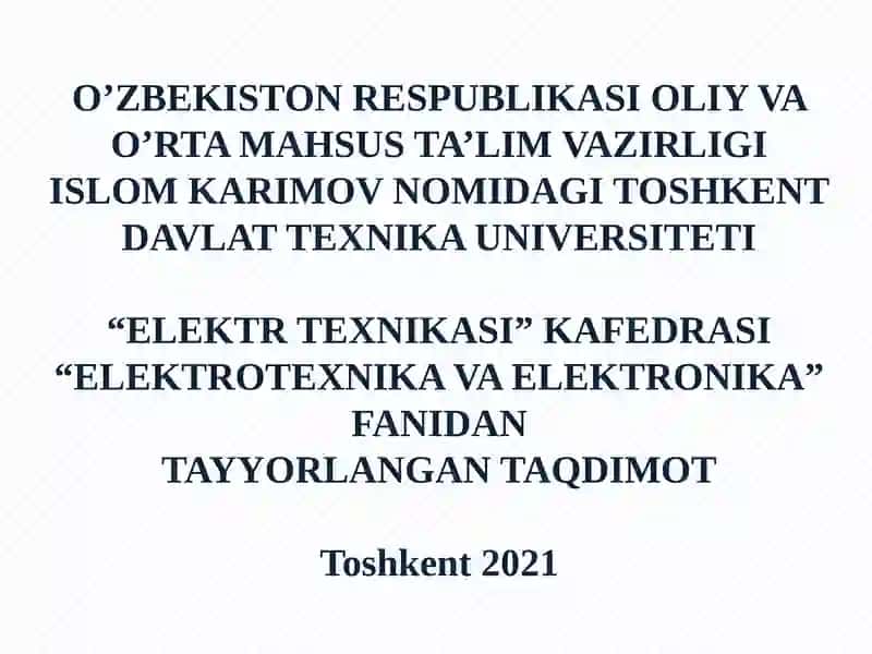PASSIV ELEMENTLARDAGI SINUSOIDAL TOK