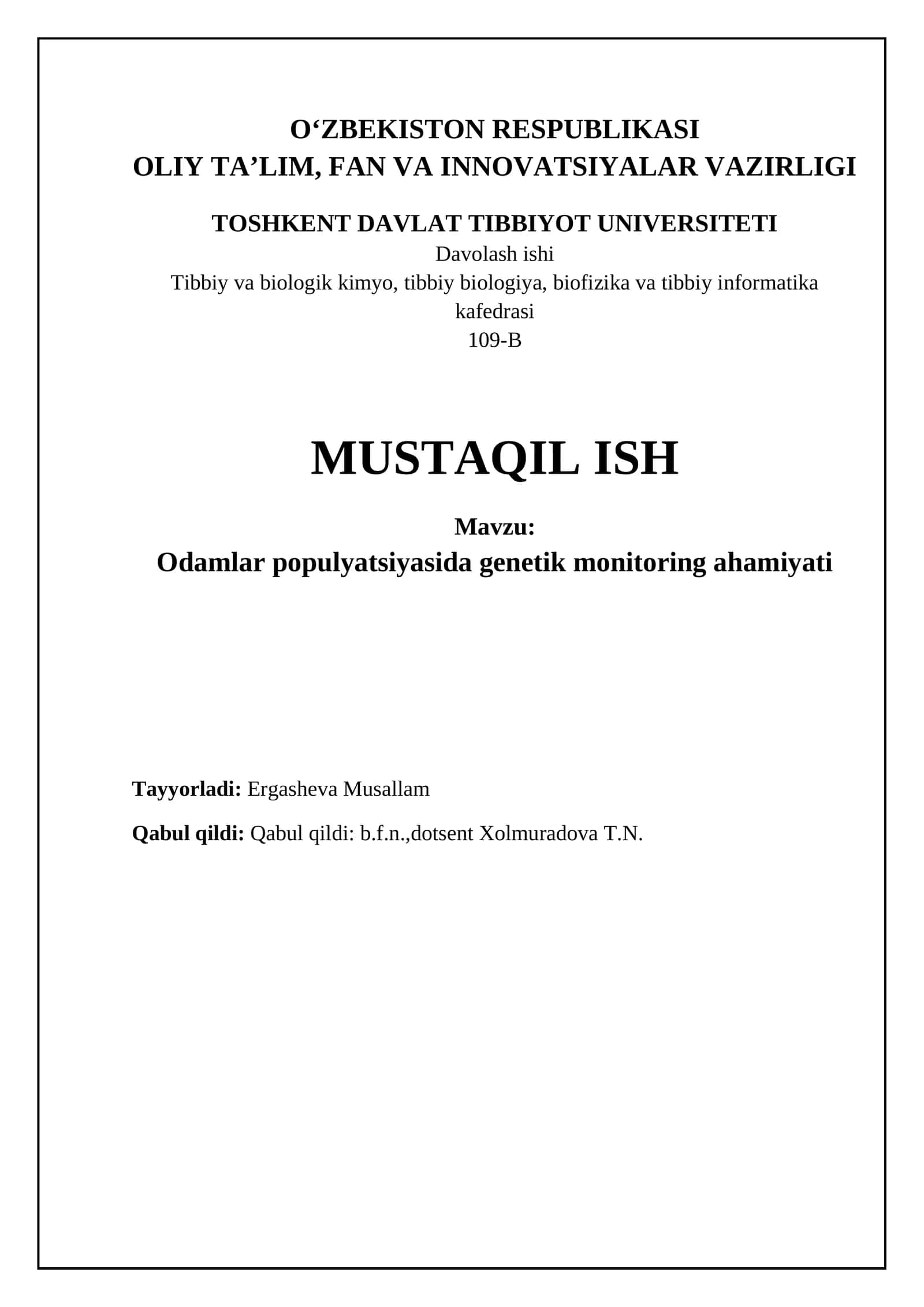 Odamlar populyatsiyasida genetik monitoring ahamiyati 1