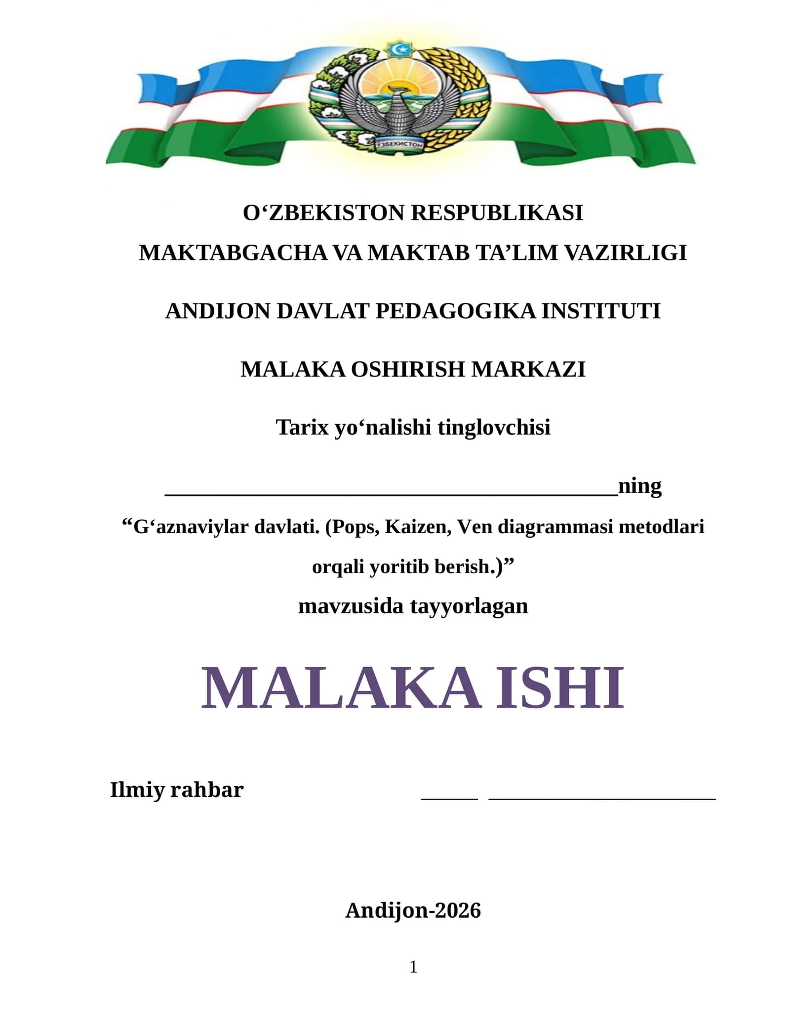G‘aznaviylar davlati (POPS, KAIZEN, Venn diagrammasi metodlari orqali yoritib berish) 1