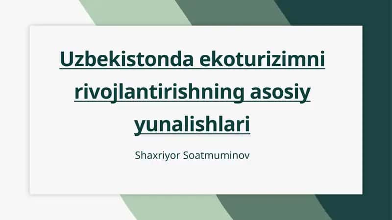 Ekoturizmni rivojlantirishning asosiy yunalishlari 1