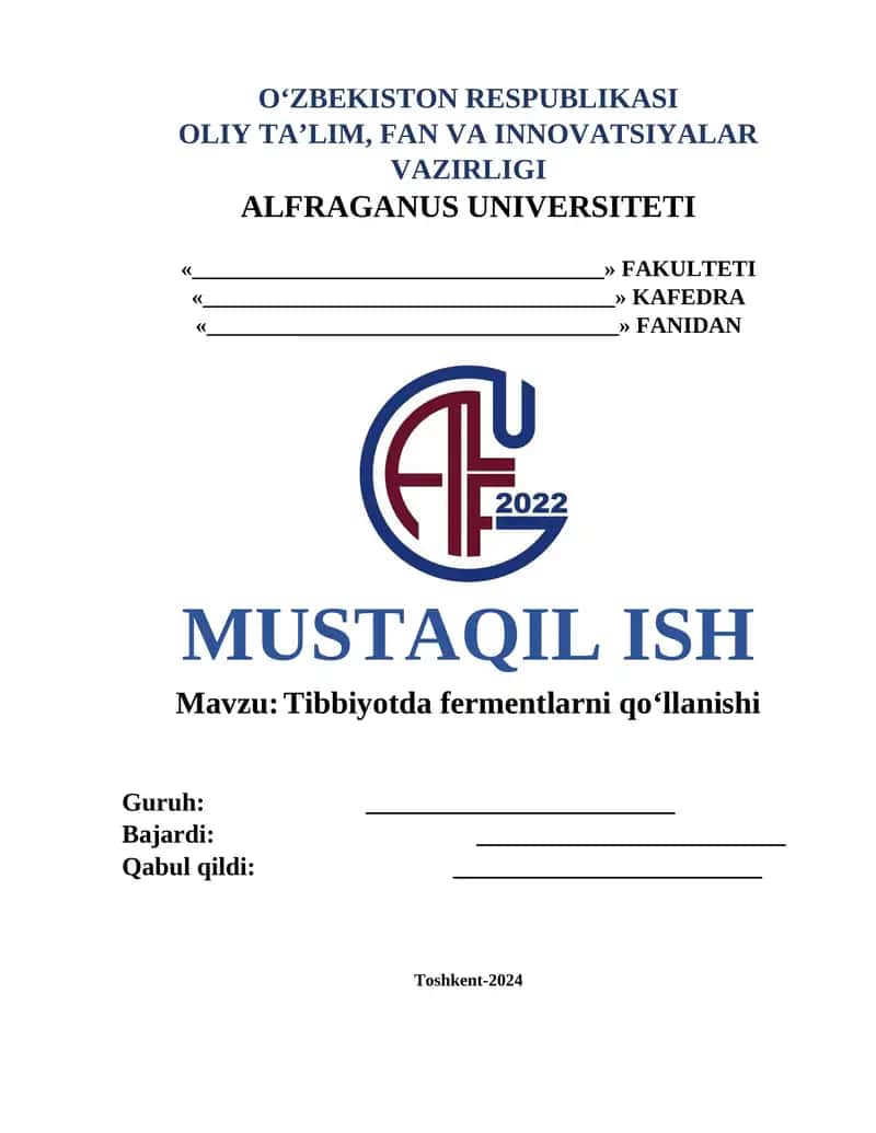 Tibbiyotda fermentlarni qoʻllanishi 1