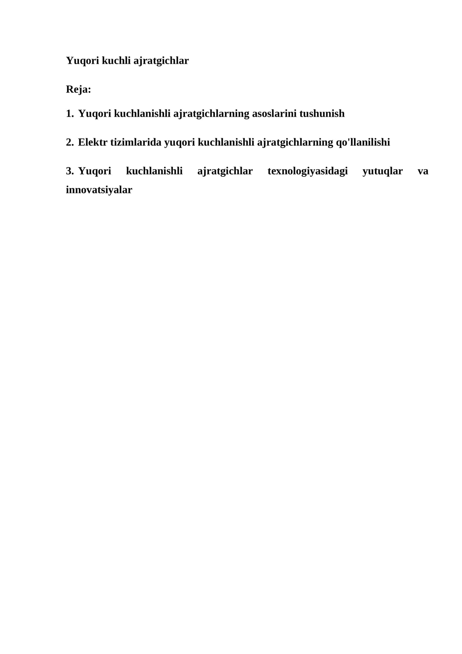 Yuqori kuchli ajratgichlar 1