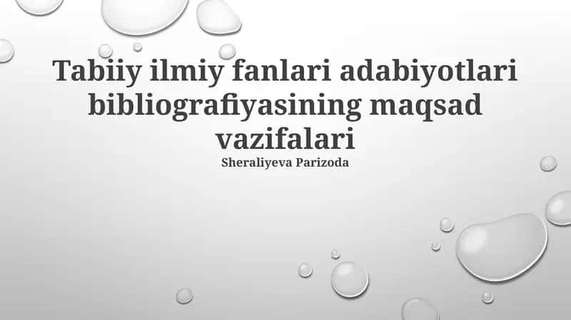 Tabiiy fanlar adabiyoti bibliografiyasi 1
