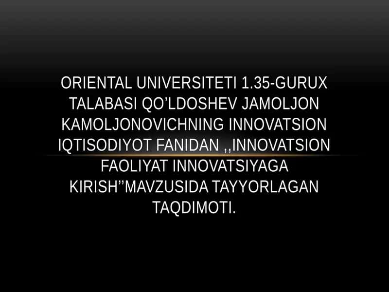 INNOVATSION IQTISODIYOT FANI 1