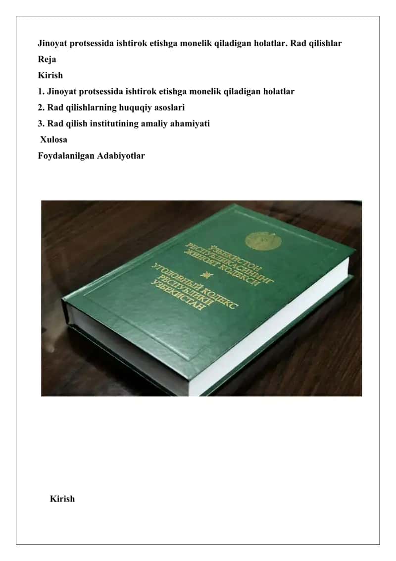 Jinoyat protsessida ishtirok etishga monelik qiladigan holatlar 1
