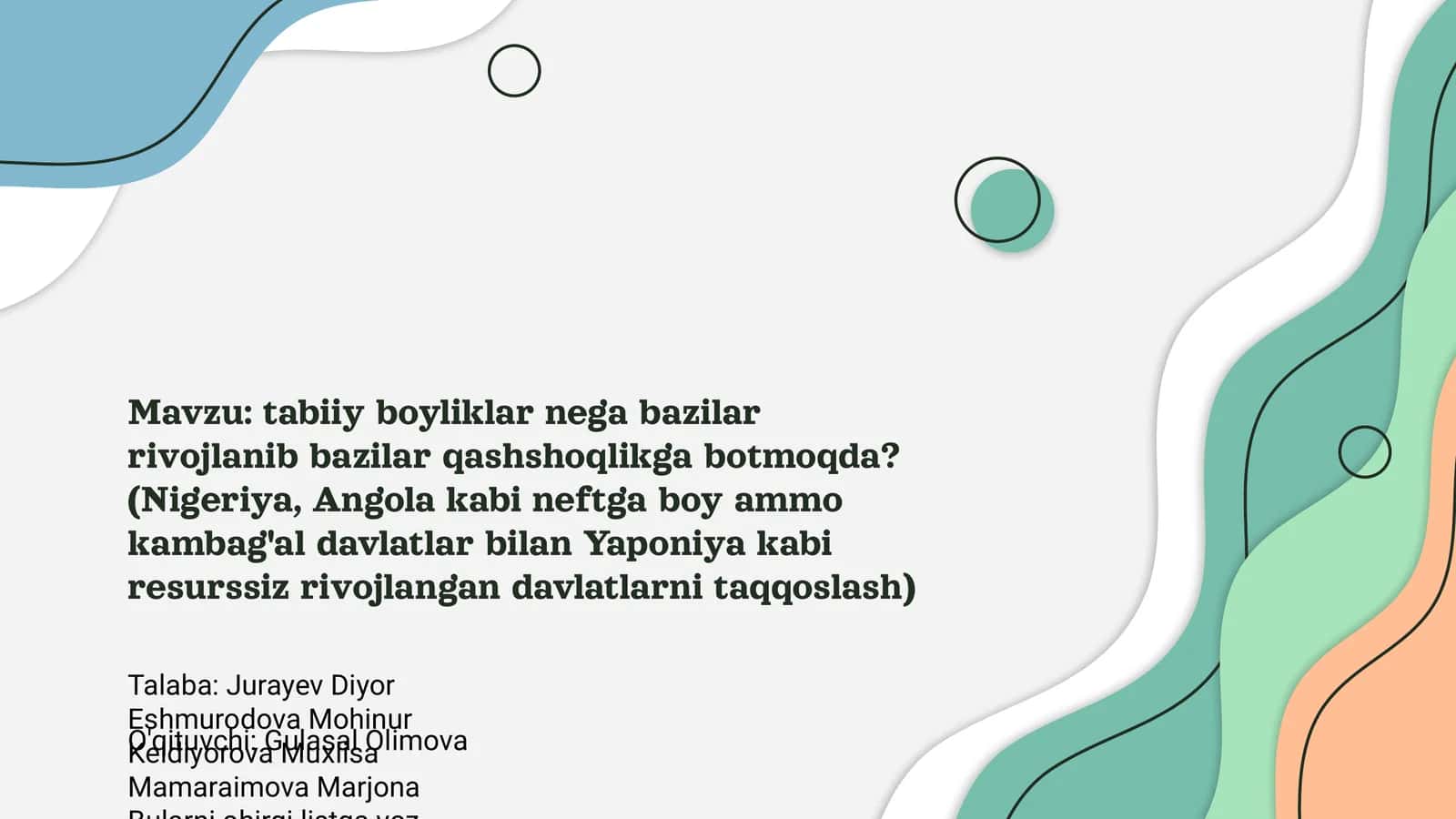 Tabiiy boyliklar nega bazilar rivojlanib bazilar qashshoqlikga botmoqda? 1