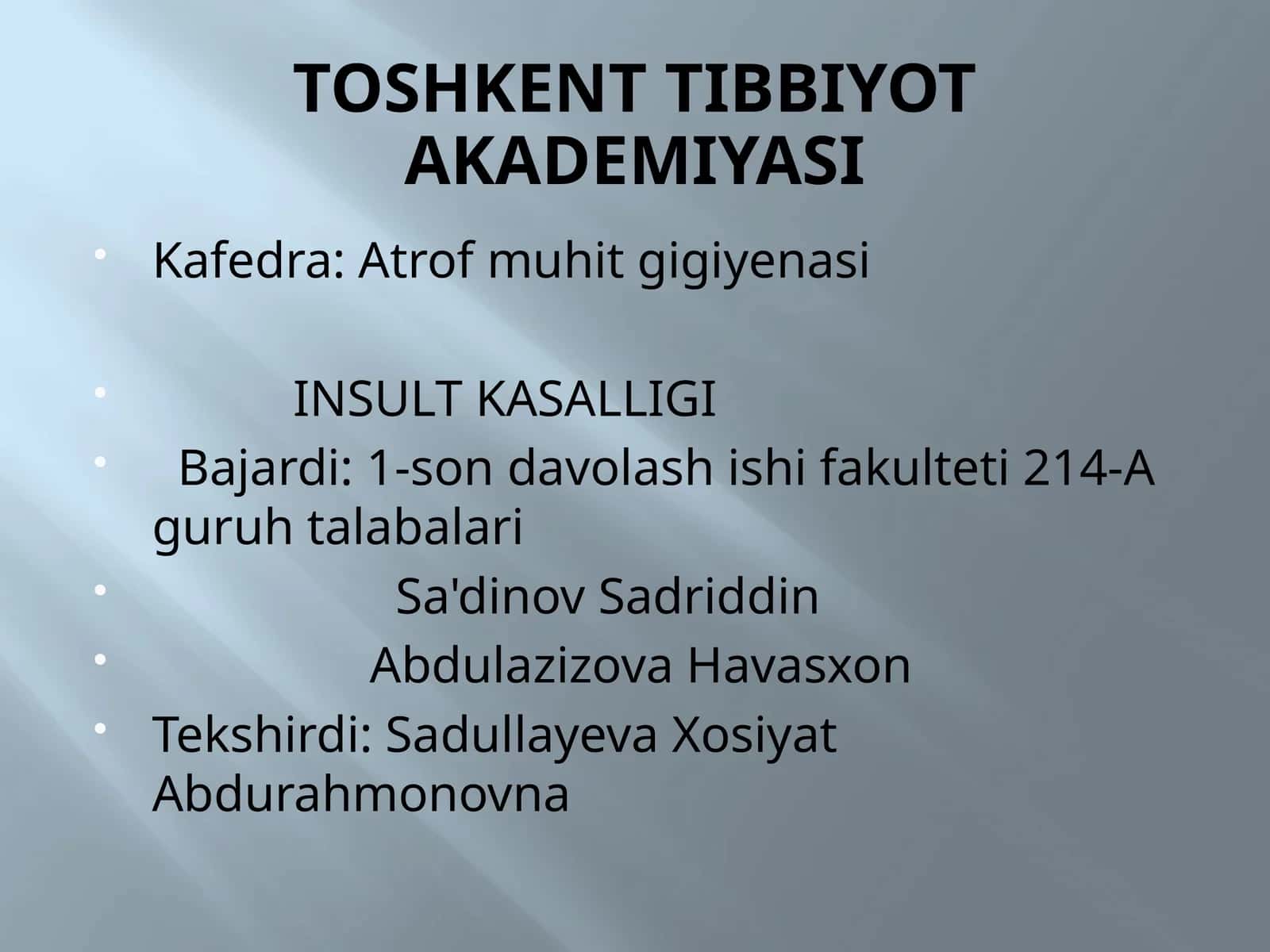 Insult kasalligi 1