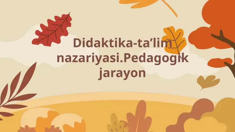 Didaktika-ta’lim nazariyasi.Pedagogik jarayon 1