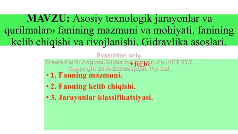 Neft va gazni qayta ishlash jarayonlari va uskunalari 1