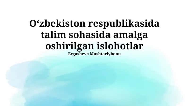 Oliy taʼlim tizimining islohotlari 1