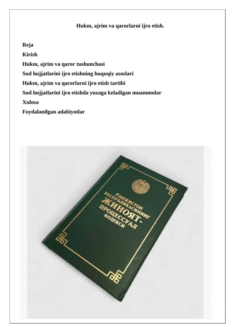 Hukm, ajrim va qarorlarni ijro etish 1