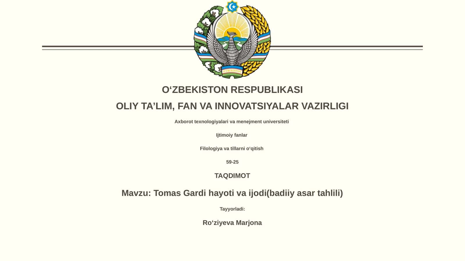 Tomas Gardi hayoti va ijodi(badiiy asar tahlili) 1