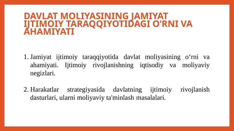 Davlat Moliyasi va Ijtimoiy Taraqqiyot 1