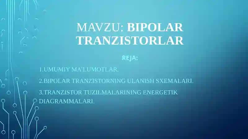 BIPOLAR TRANZISTORLAR