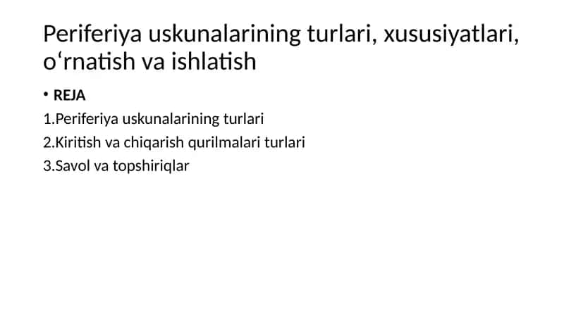 Periferiya uskunalarining turlar 1