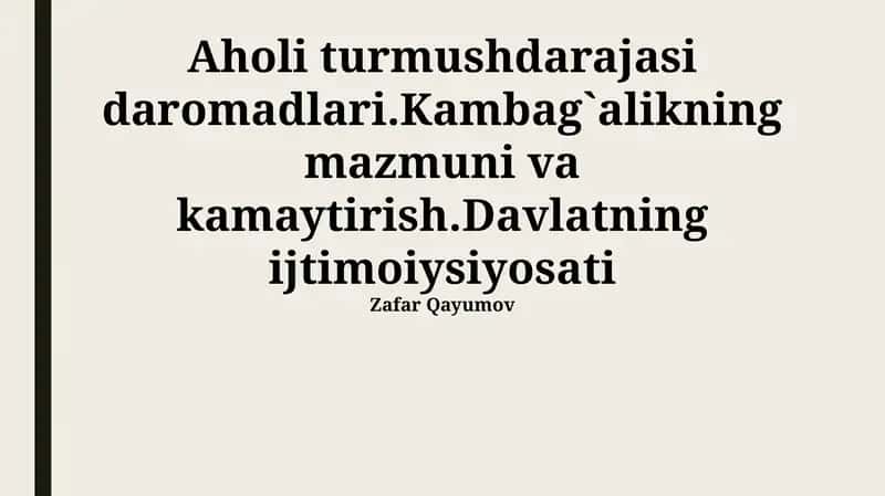 Aholi turmushdarajasi daromadlari 1