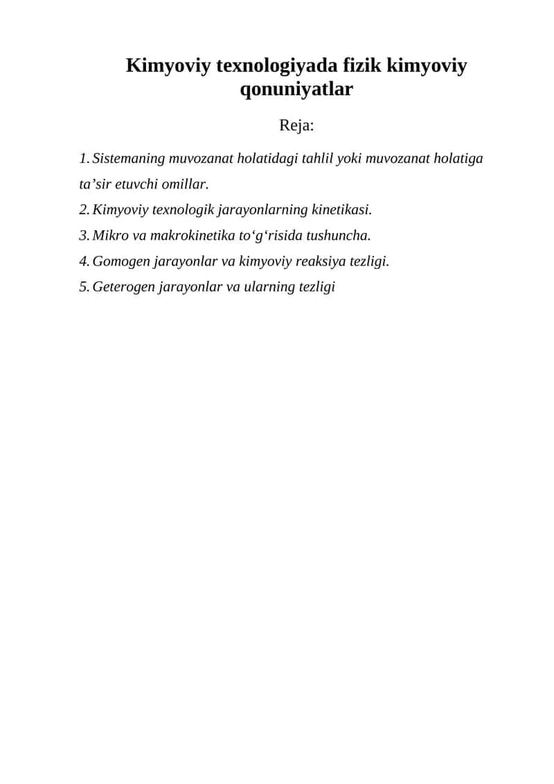 Kimyoviy texnologiyada fizik kimyoviy qonuniyatlar 1