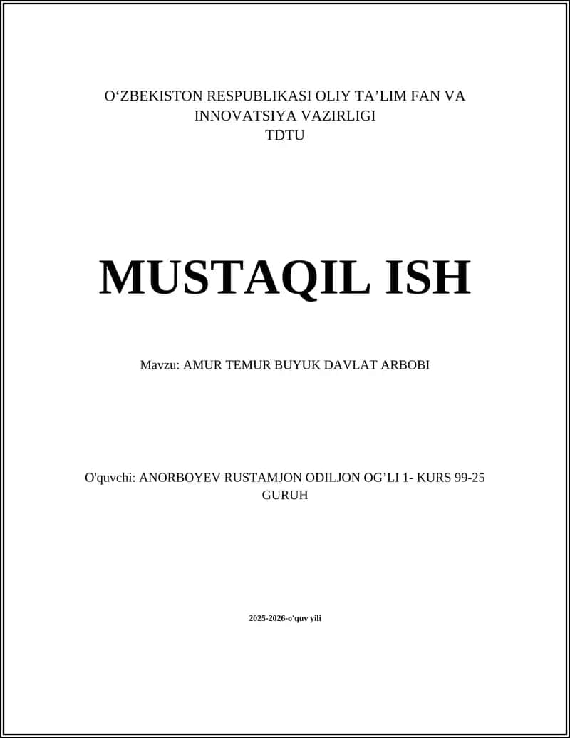 AMUR TEMUR BUYUK DAVLAT ARBOBI 1