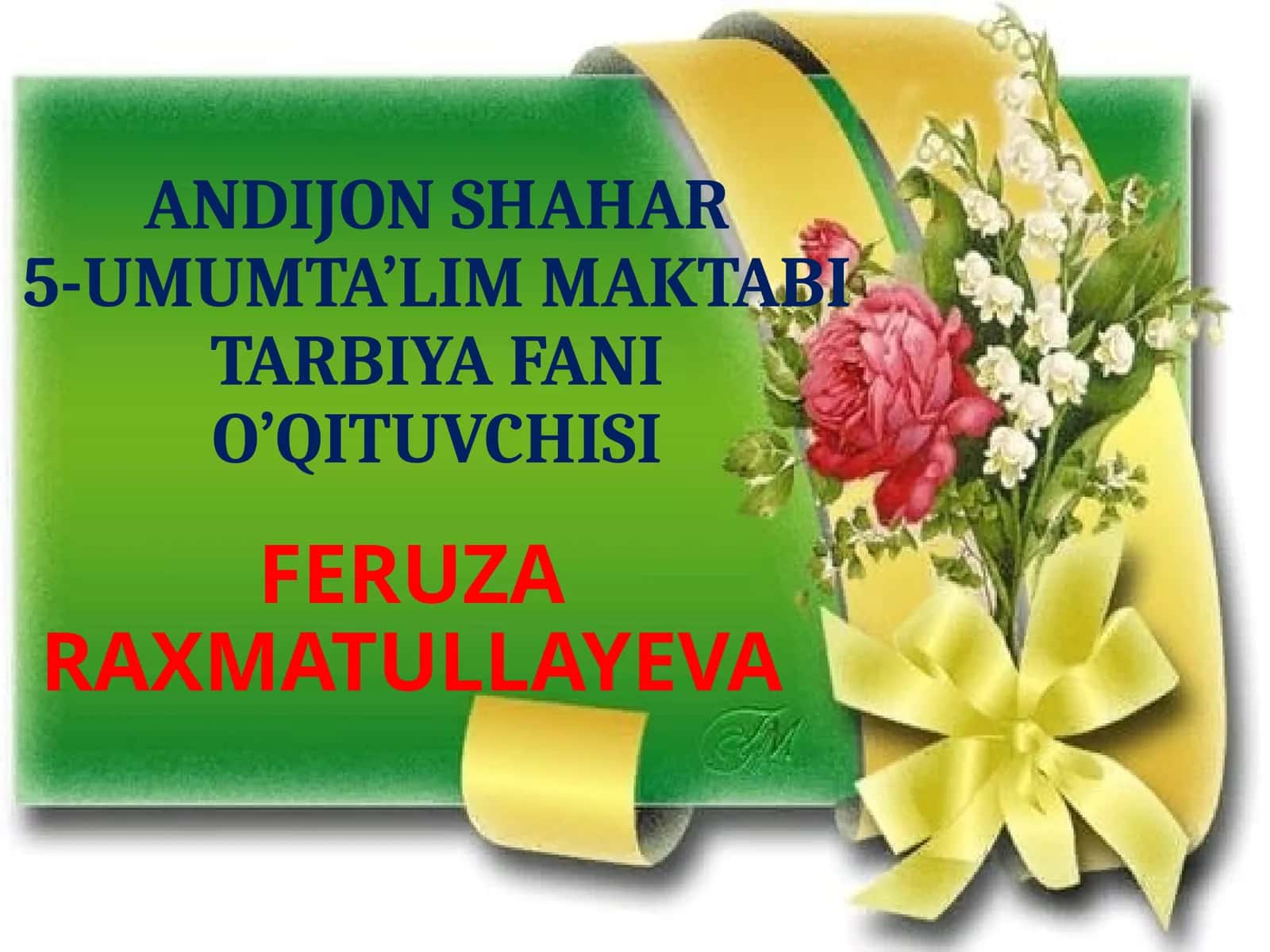 O‘qituvchi Feruza Raxmatullayeva - Do’stlik va Mehr-oqibat 1
