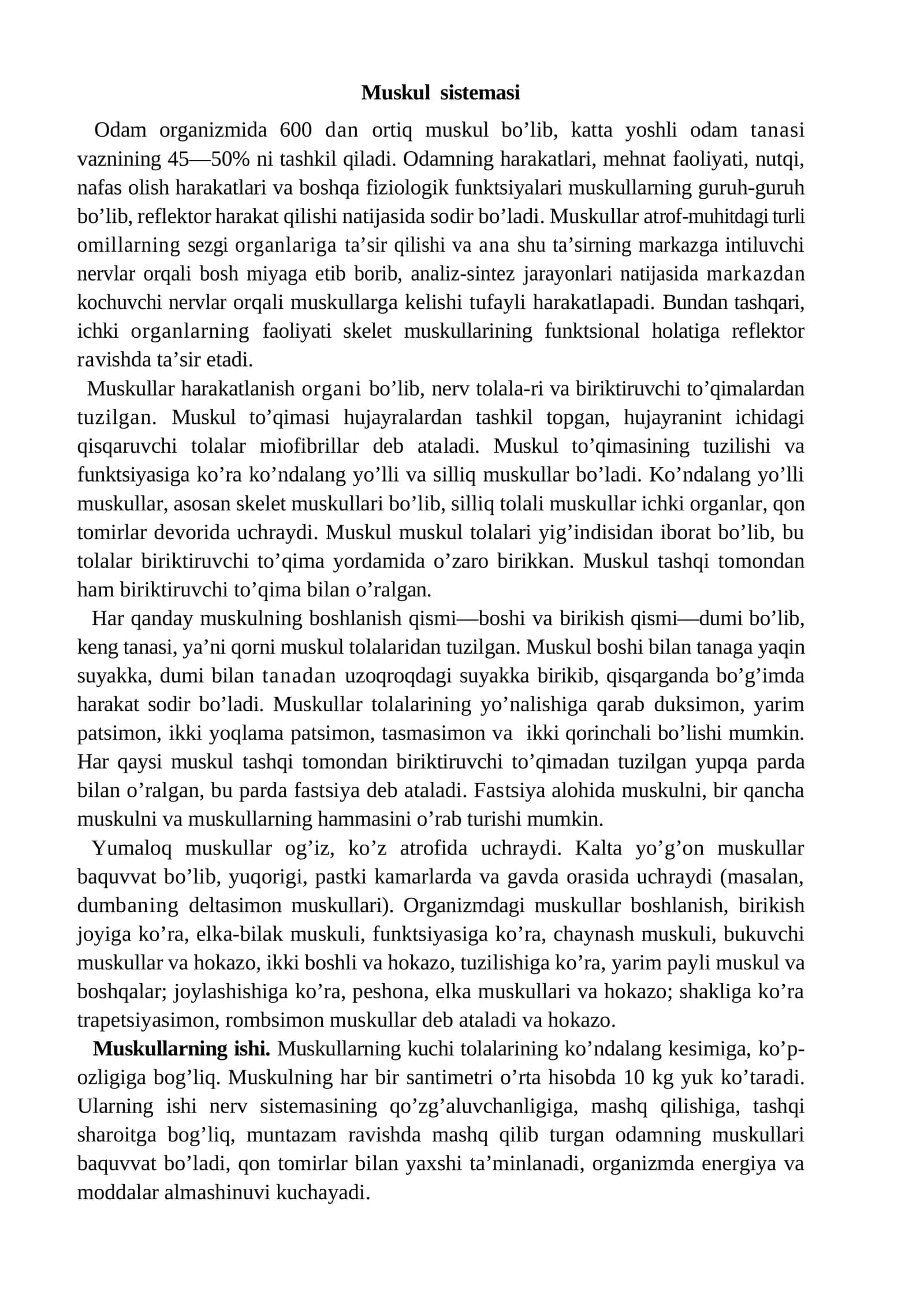 Muskul sistemasi 1