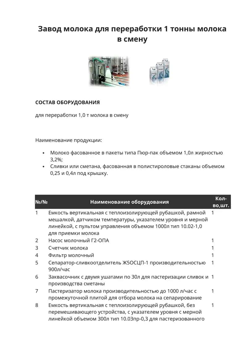 Молоко фасованное в пакеты типа Пюр-пак 1