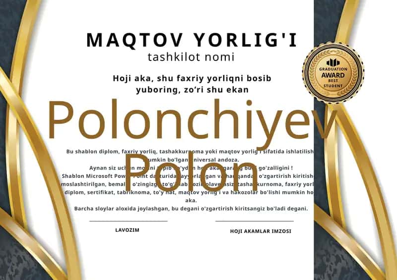 MAQTOV YORLIG'I shablon tayyor andoza 1