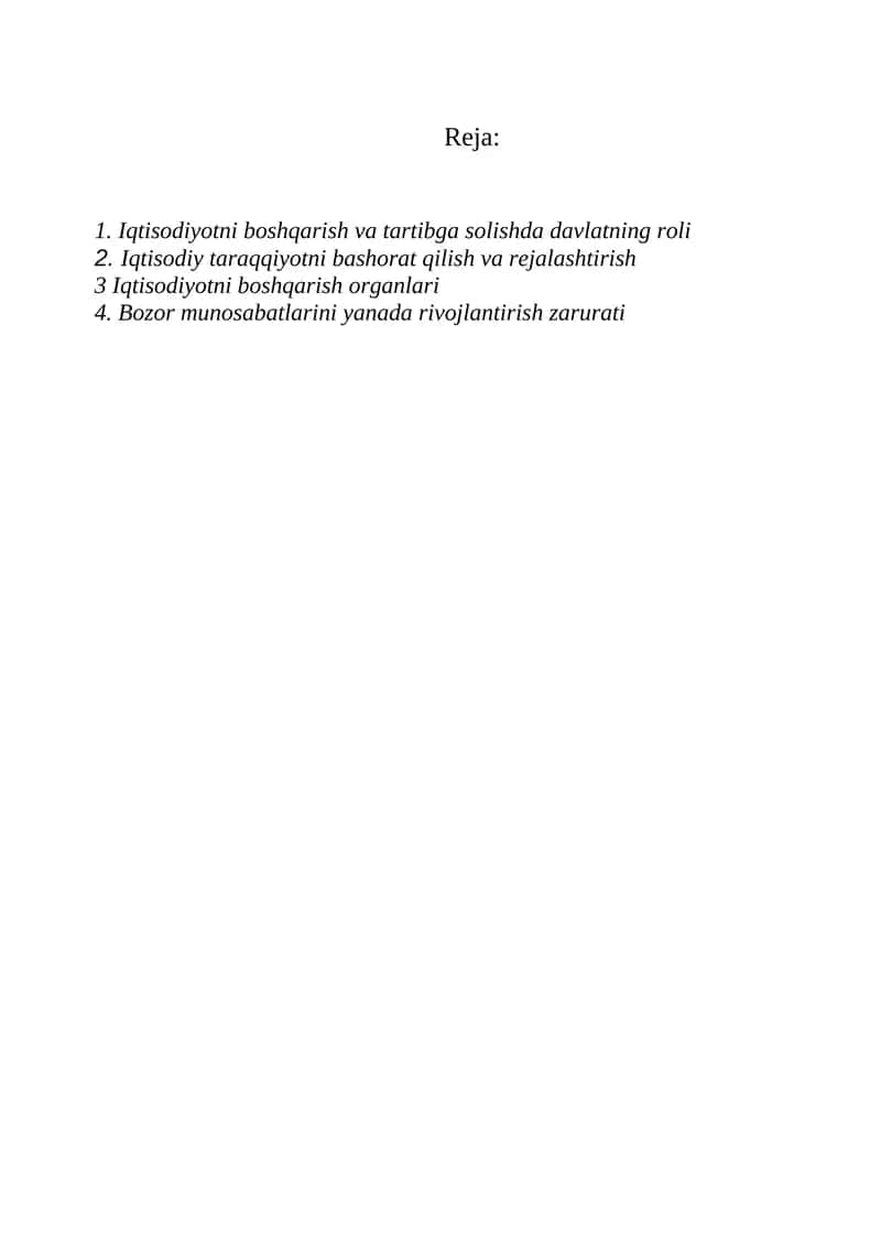 Iqtisodiyotni boshqarish va tartibga solishda davlatning roli 1