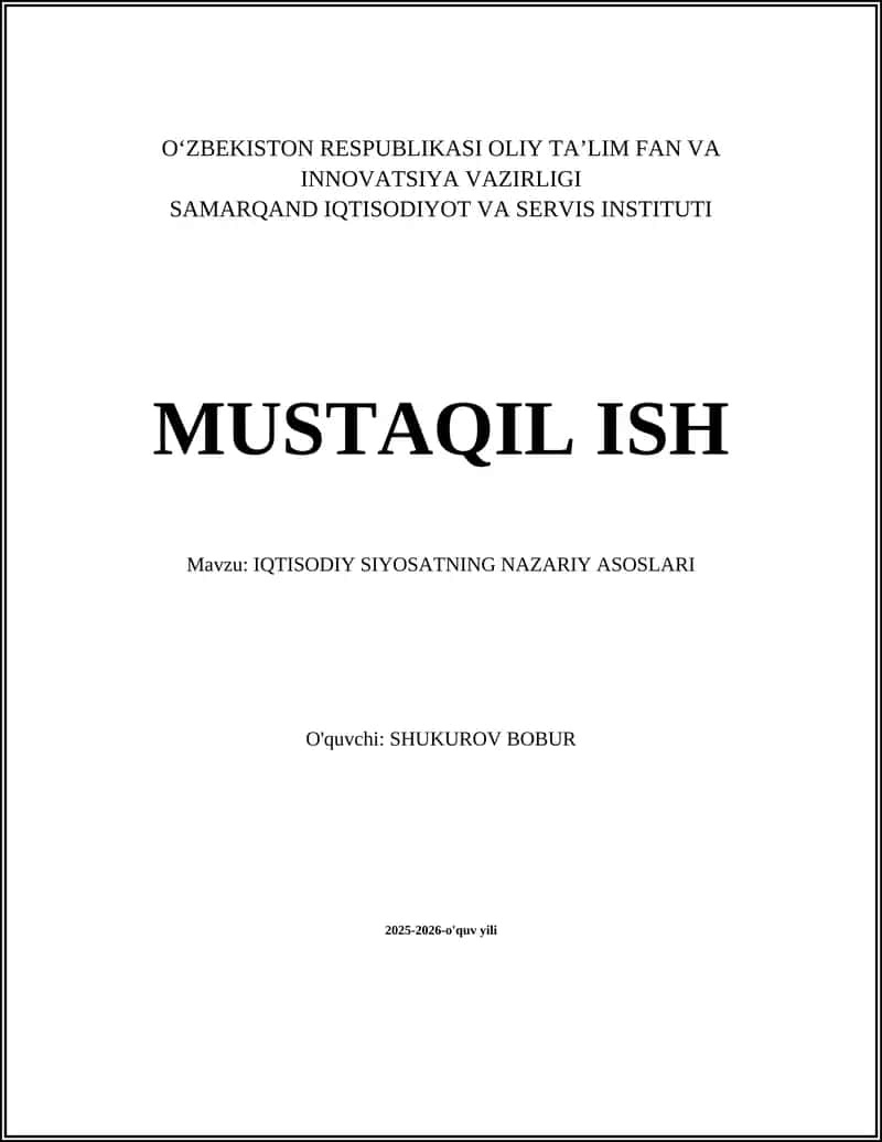 IQTISODIY SIYOSATNING NAZARIY ASOSLARI 1
