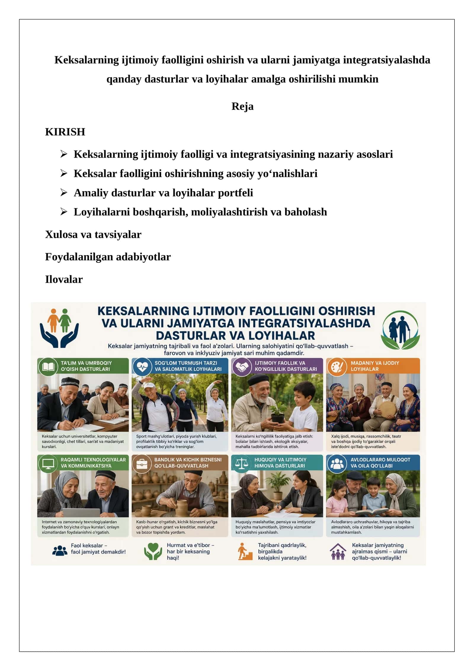 Keksalarning ijtimoiy faolligini oshirish va ularni jamiyatga integratsiyalashda qanda 1