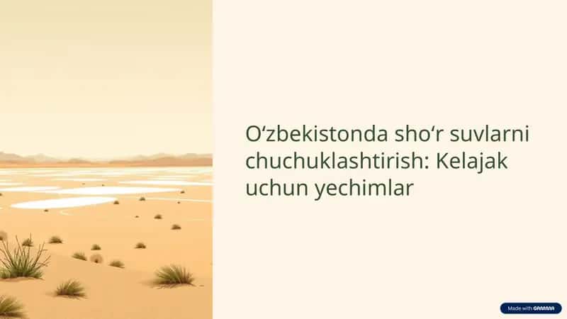 Oʻzbekistonda suv muammolari va ularni chuchuklash uchun strategiyalar. 1