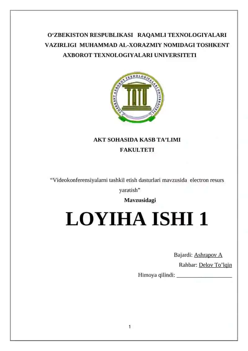 Videokonferensiyalarni tashkil etish dasturlari mavzusida electron resurs yaratish