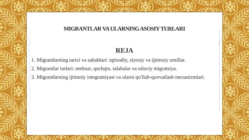 Migrantlar va ularning asosiy turlari 1