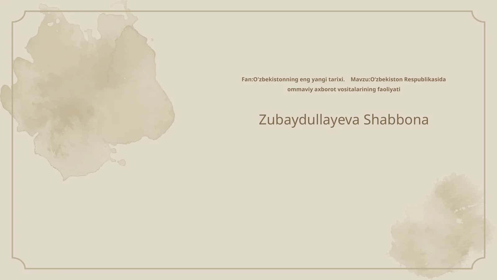O‘zbekiston Respublikasida ommaviy axborot vositalarining faoliyati 1