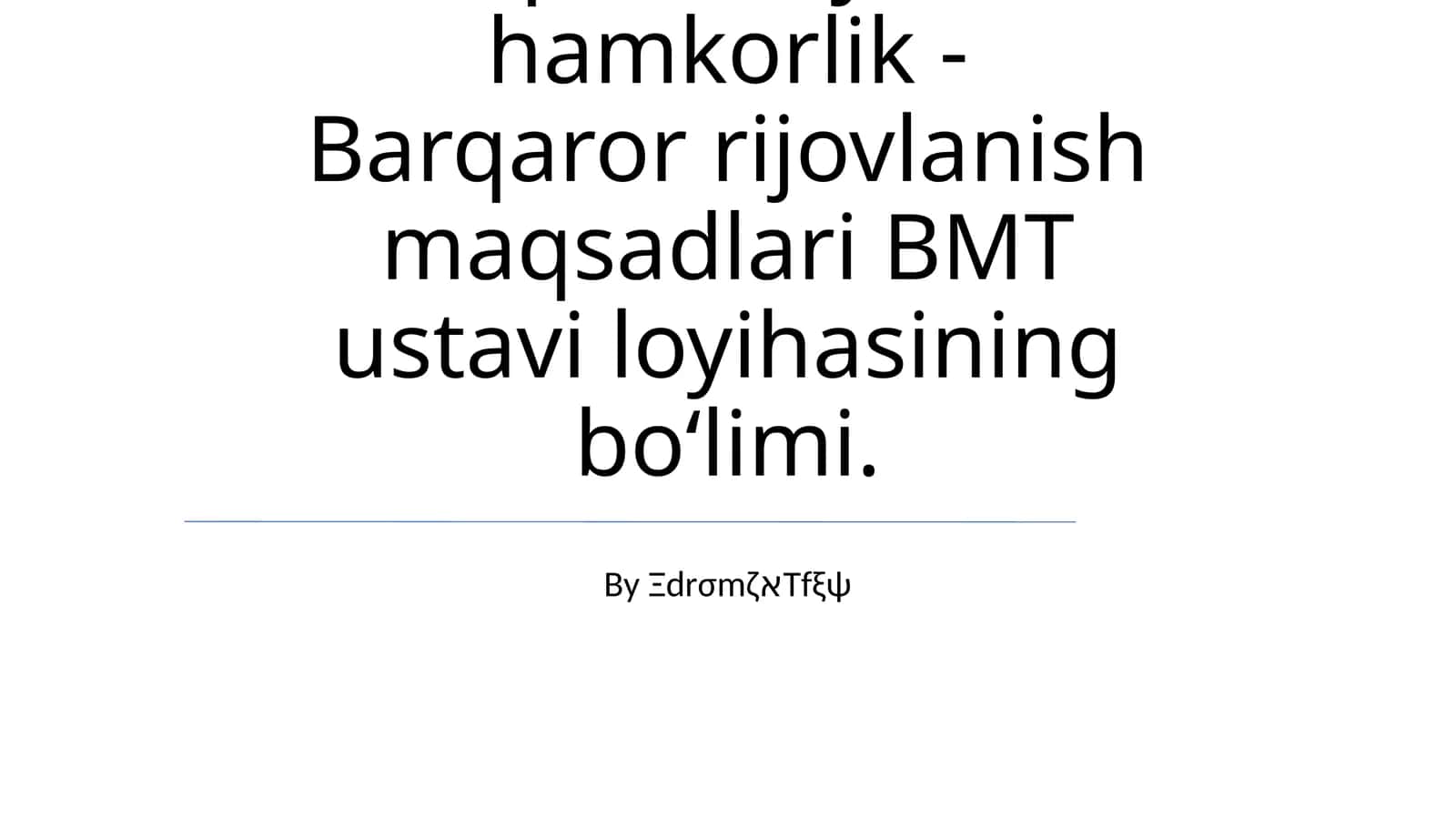 Barqaror Rivojlanish Maqsadlari 1