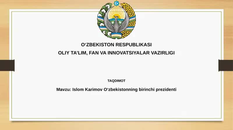 Islom Karimov Oʻzbekistonning birinchi prezidenti 1