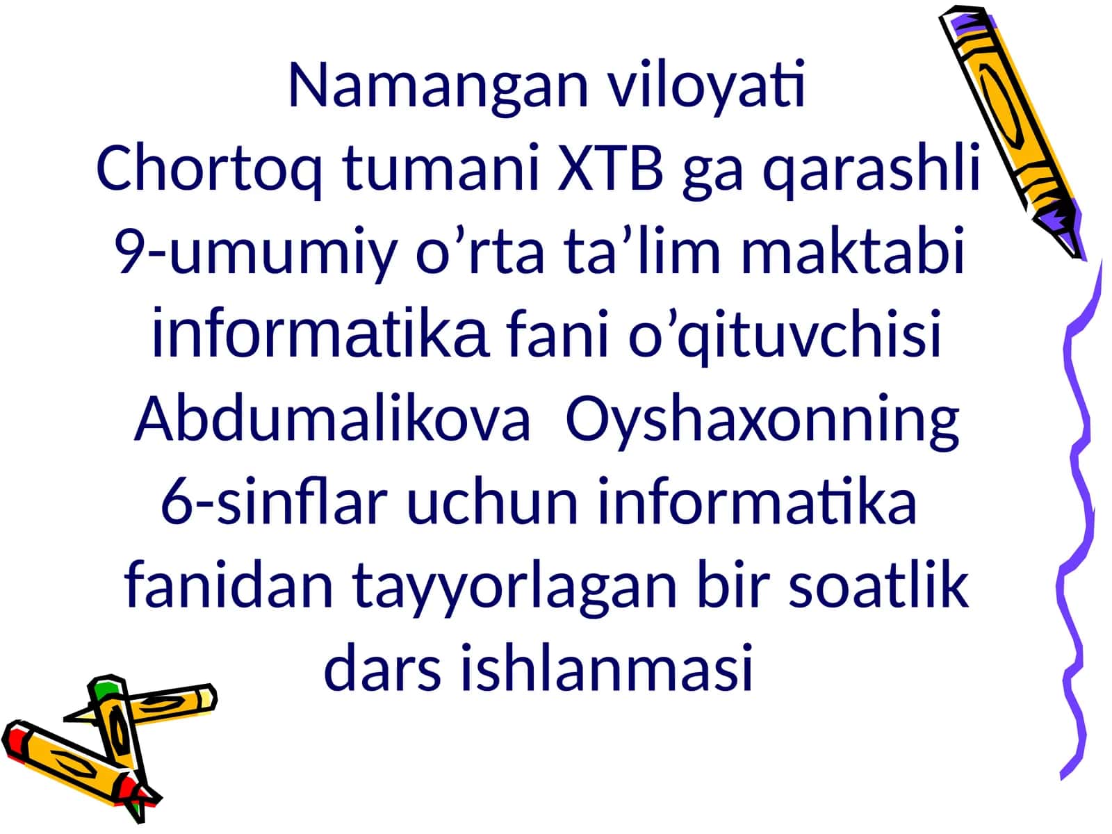 Bir soatlik dars ishlanmasi - Wordda formulalar yozish 1