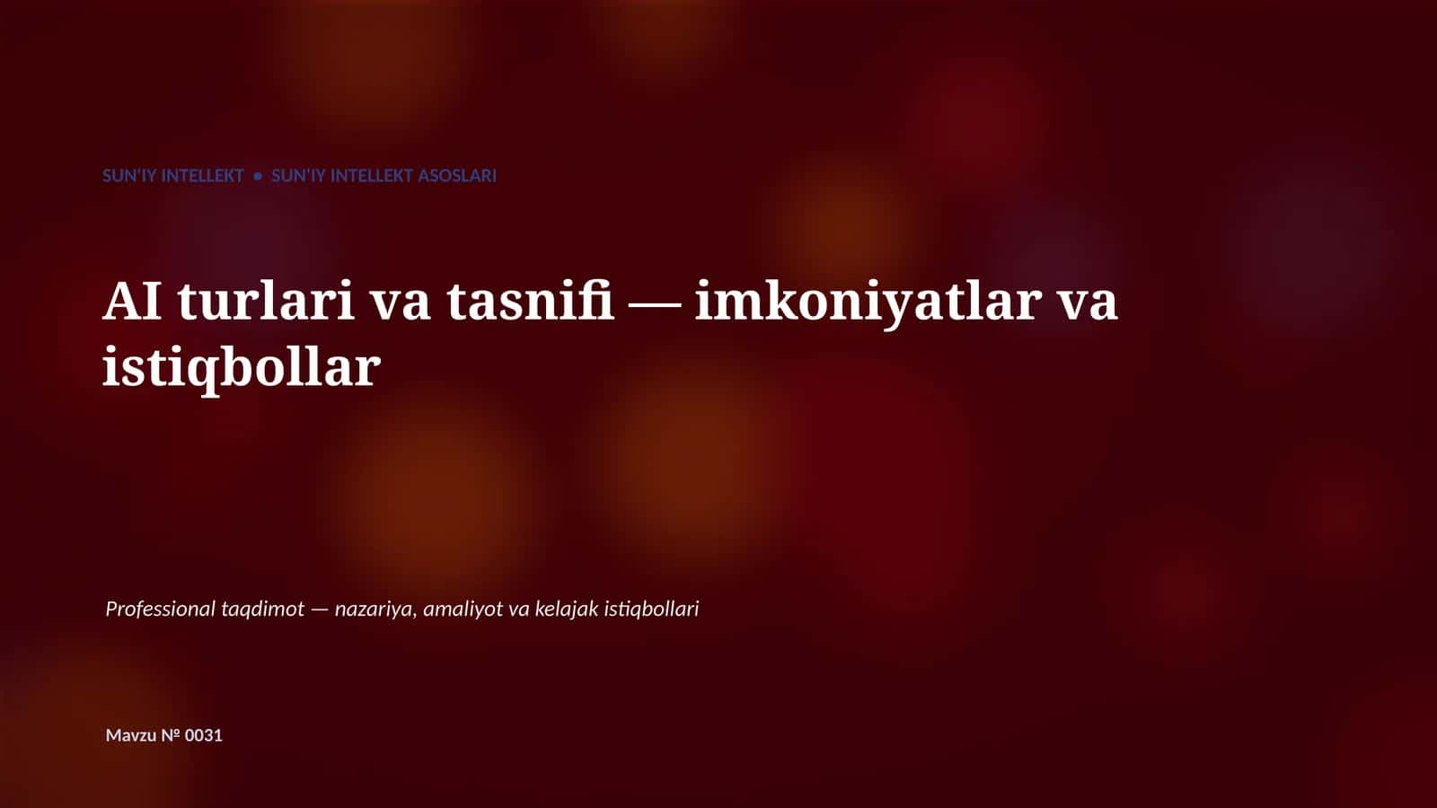 SUN'IY INTELLEKT ASOSLARI 1