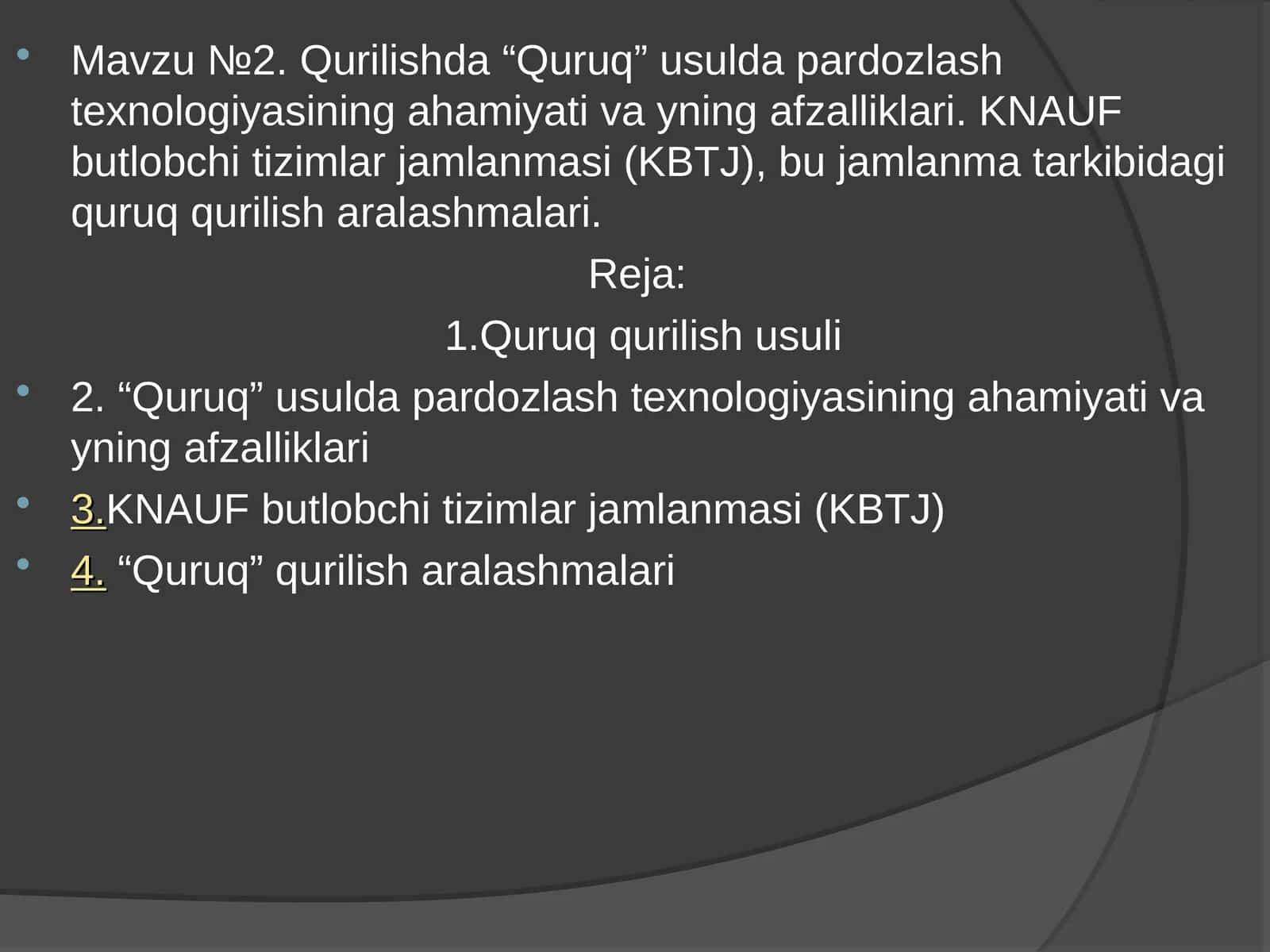 Quruq qurilish texnologiyasi 1