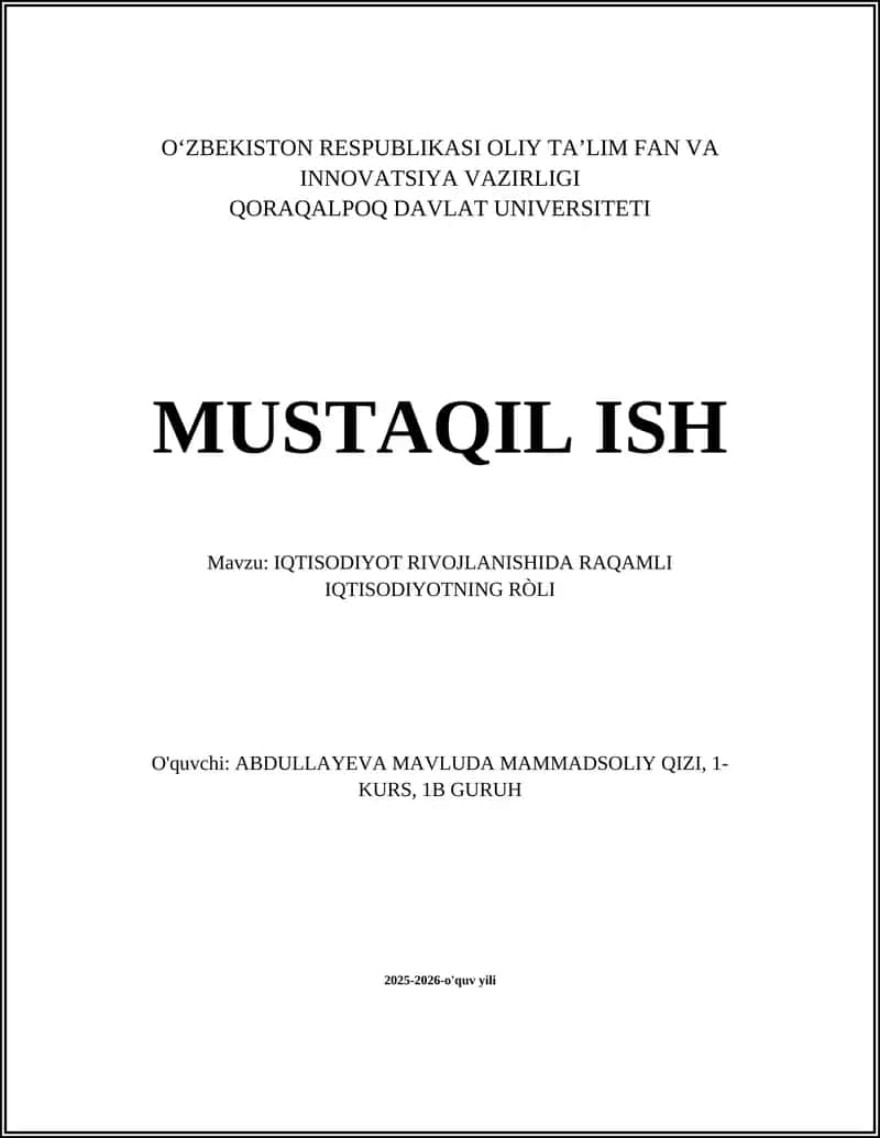 IQTISODIYOT RIVOJLANISHIDA RAQAMLI IQTISODIYOTNING RÒLI 1