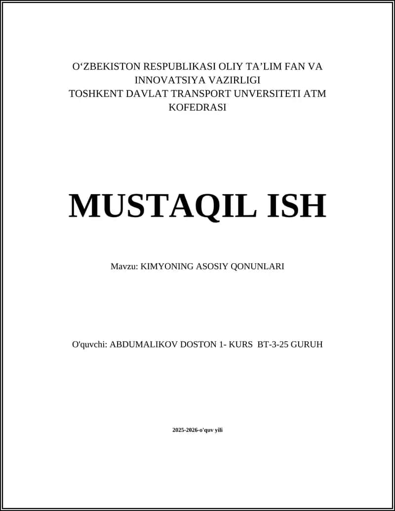 KIMYONING ASOSIY QONUNLARI 1