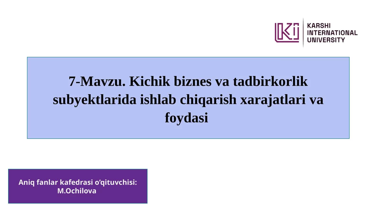 Kichik biznes va tadbirkorlik subyektlarida ishlab chiqarish xarajatlari va foydasi 1