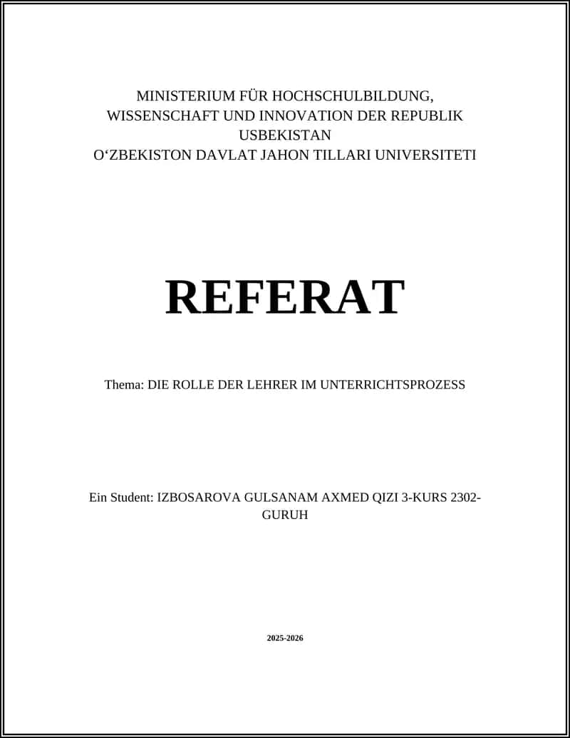 DIE ROLLE DER LEHRER IM UNTERRICHTSPROZESS 1