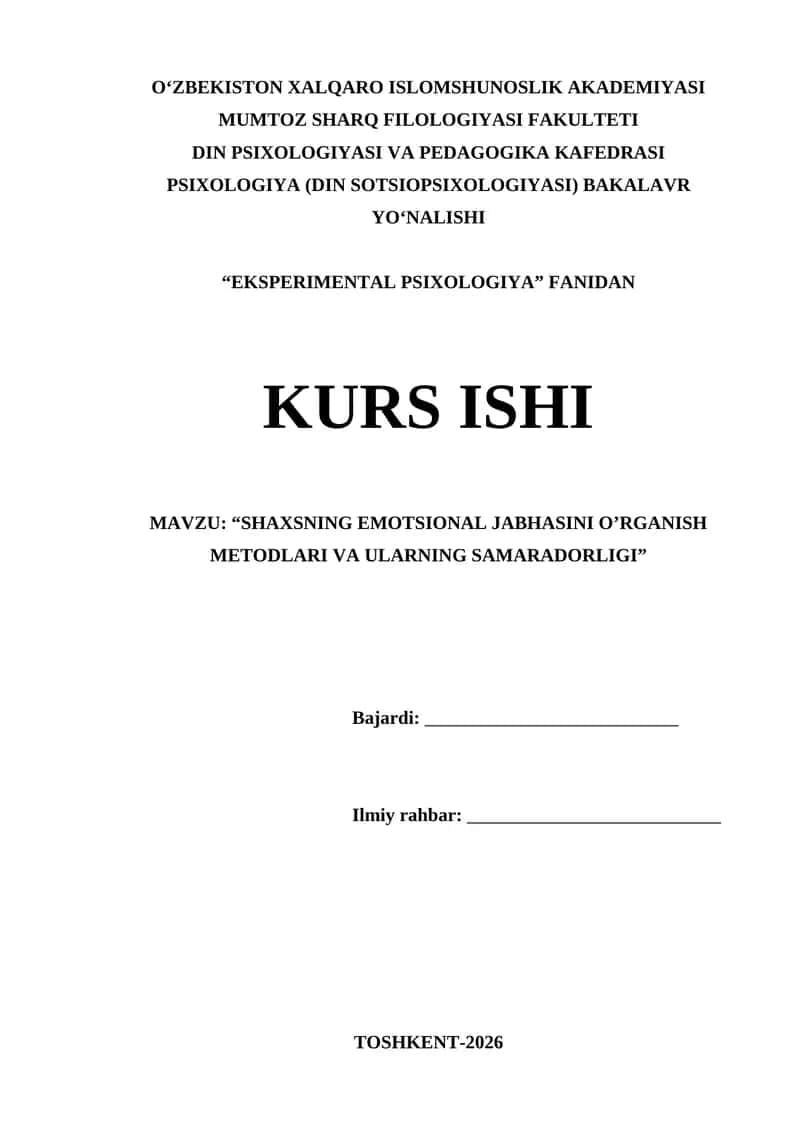 Shaxsning emotsional jabhasini o’rganish metodlari va ularning samaradorligi 1